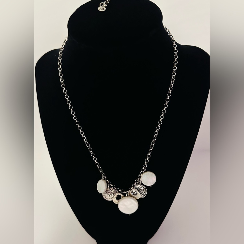 Silpada Sterling Silver Mother of Pearl Charm Disc Necklace W1830 Retired